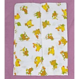 VTG Yellow Bunny Rabbit Turtle Orange Cute Cartoon Pillowcase Perfect for Baby‎